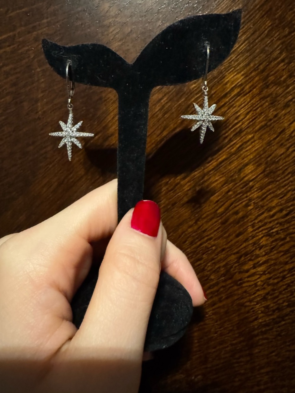 Sterling Silver Starburst Drop Earrings - Silver